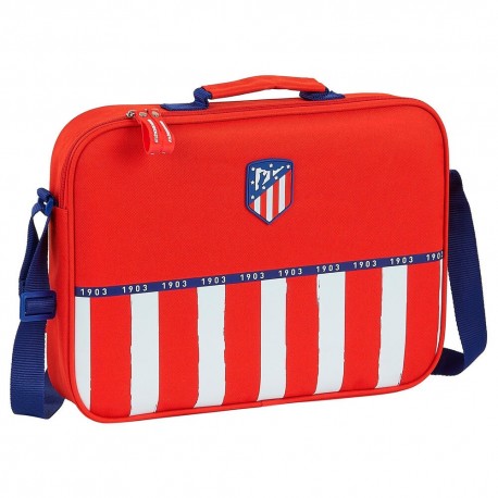 Cartera roja Atlético de Madrid con bandolera azul