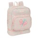 Mochila infantil rosa com design de borboleta e compartimento térmico