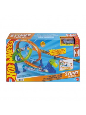 Conjunto de pista Ciclone de Lançamento Rápido Hot Wheels com loopings
