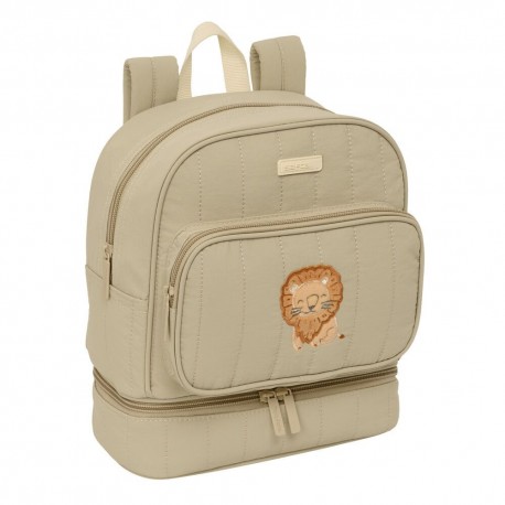 Sac à dos beige avec lion et compartiment thermique par Safta