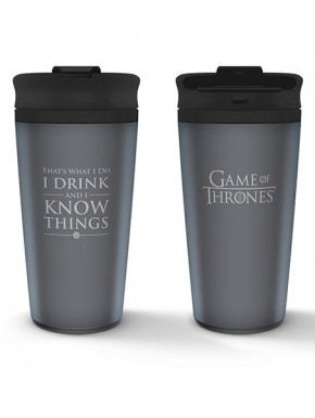 Taza de Viaje I Drink & I Know Things Gris Juego de Tronos