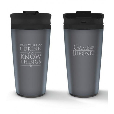 Taza de Viaje I Drink & I Know Things Gris Juego de Tronos