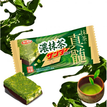Snack Yuraku Thunder Matcha com chocolate e matcha autêntico