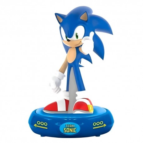 Lâmpada 3D Sonic The Hedgehog sobre base azul