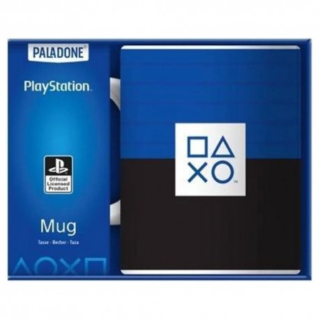 Taza azul y negra de PlayStation de cerámica