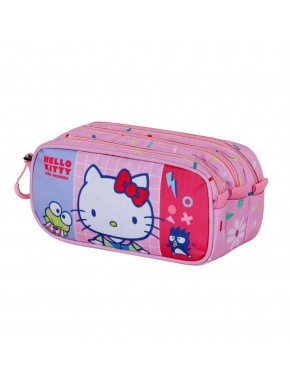 Estojo rosa Hello Kitty com 3 compartimentos