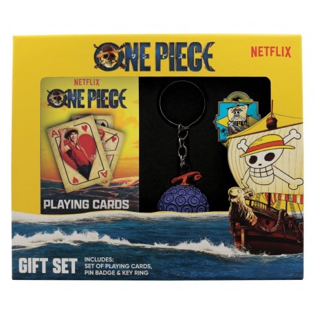 Conjunto de presente One Piece com cartas, chaveiro e pin