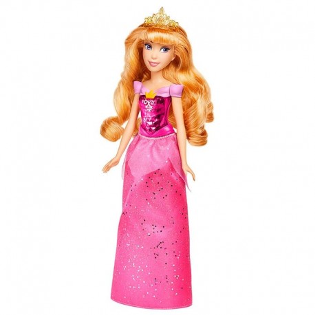 Poupée Disney Aurore Brillance Royale avec robe rose.