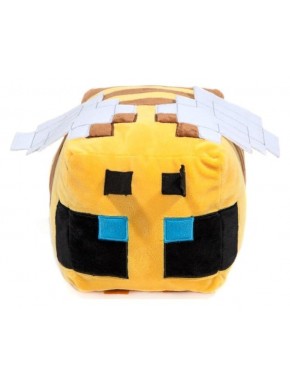 Cojín Abeja Minecraft amarillo con diseño pixelado.