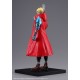 Estatua de Vash the Stampede con abrigo rojo y brazo mecánico