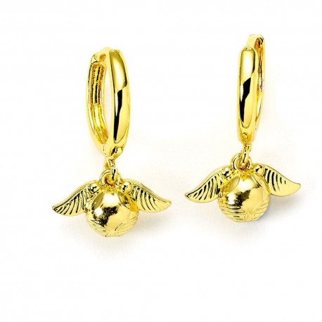 Boucles d'oreilles dorées avec Vif d'Or de Harry Potter