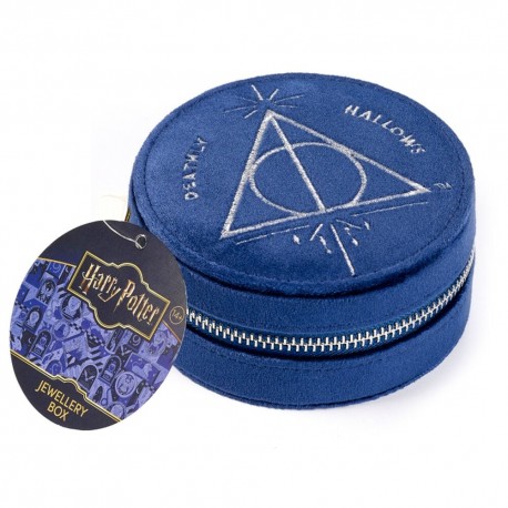 Boîte à bijoux velours bleue avec design Reliques de la Mort Harry Potter