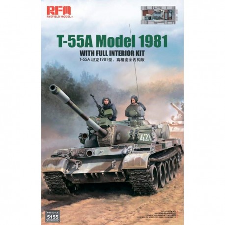Modelo T-55A 1981 com interior completo e trilhos funcionais