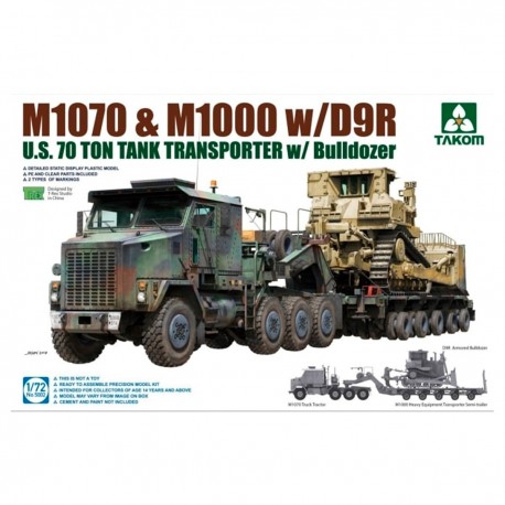 Modelo em escala 1/72 U.S. M1070 & M1000 com Bulldozer D9R