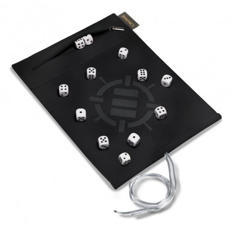 Tapis noir pour dés avec dés blancs
