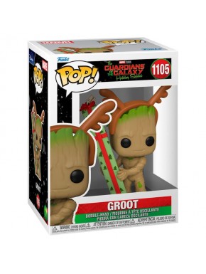 Figura Funko POP de Groot como reno con regalo