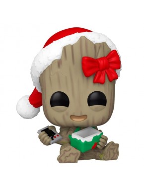 Figura Funko POP de Groot con gorro navideño y regalo