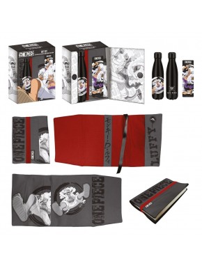 Conjunto de presente One Piece com garrafa, adesivo e capa de livro