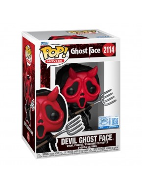 Figura Funko Pop Ghost Face Devil com máscara vermelha e tridente