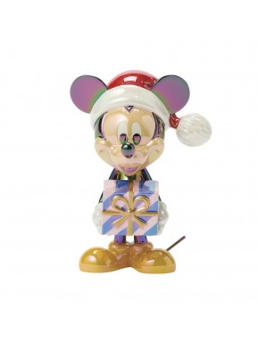 Figura navideña de Mickey Mouse de Enesco con sombrero rojo y regalo