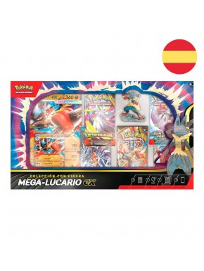 Blister cartas Mega Lucario EX TCG con figura y sobres