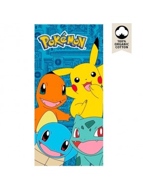 Toalha Pokémon com Pikachu, Charmander, Squirtle e Bulbasaur