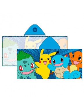Poncho serviette Pokémon avec Pikachu, Bulbizarre, Salamèche, et Carapuce