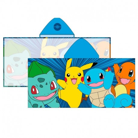 Poncho toalla Pokémon con Pikachu, Bulbasaur, Charmander y Squirtle