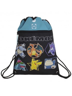 Saco Pokémon con personajes y logo en colores vivos
