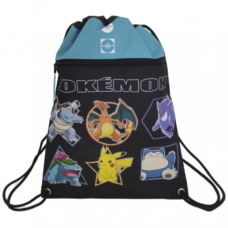 Saco Pokémon con personajes y logo en colores vivos