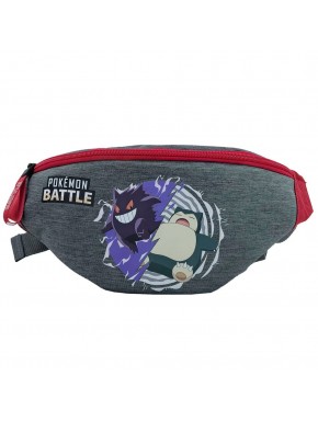 Riñonera Pokémon Battle Gengar y Snorlax en gris y rojo