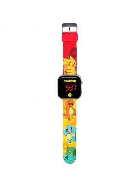 Reloj LED Pokémon con personajes Pikachu, Charmander y Squirtle