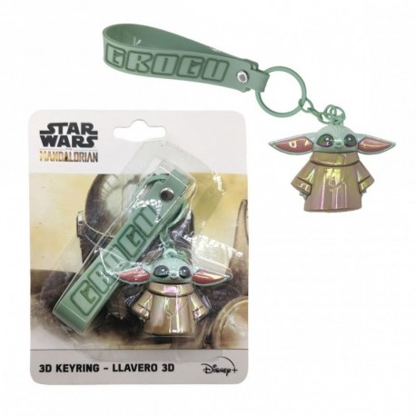 Llavero 3D Grogu The Mandalorian en PVC verde