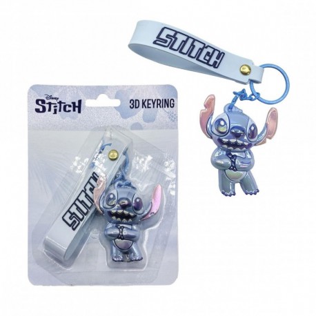 Chaveiro 3D Stitch azul com alça