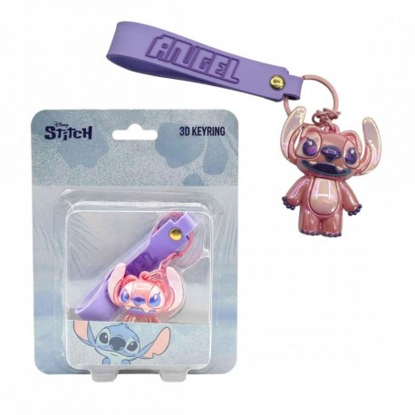 Chaveiro 3D rosa do Stitch Angel