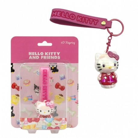 Llavero 3D de Hello Kitty en rosa con cinta grabada