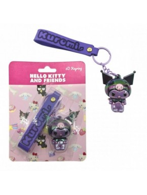 Porte-clés 3D Hello Kitty Kuromi en PVC noir