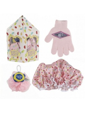 Set baño Harry Potter con gorro, guantes y esponja rosa