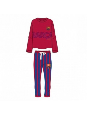 Pyjama long FC Barcelone en grenat et bleu-grenat