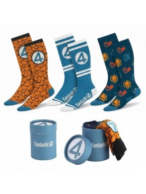 Pack de três meias Fantastic Four em embalagem cilíndrica