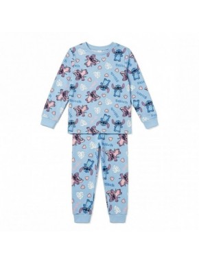 Pyjama long bleu avec imprimé Stitch