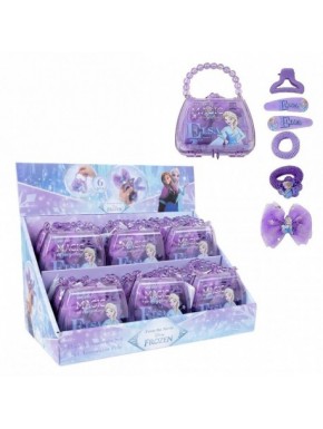 Conjunto de beleza Frozen com bolsa roxa e acessórios