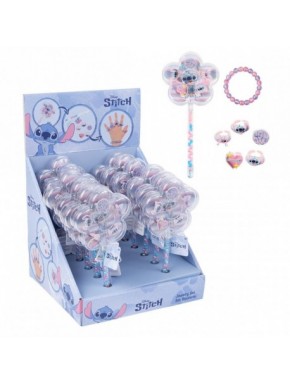 Set de bijoux Stitch bleu acrylique avec bagues et bracelet