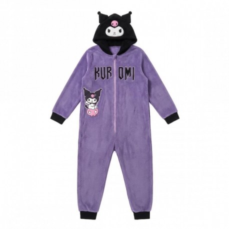 Pijama violeta Kuromi con capucha y detalles de Hello Kitty