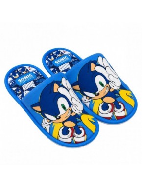 Pantufas abertas azuis do Sonic para crianças