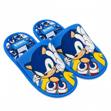 Pantufas abertas azuis do Sonic para crianças