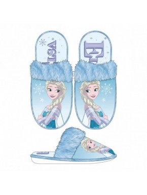 Zapatillas de casa Frozen Elsa azul con peluche