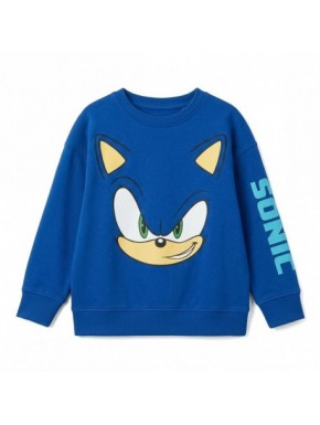 Sweat-shirt bleu Sonic pour enfants avec design avant.
