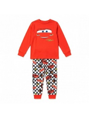 Pyjama long enfant Cars rouge et blanc avec imprimé