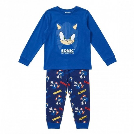 Pyjama long bleu avec design Sonic pour enfants